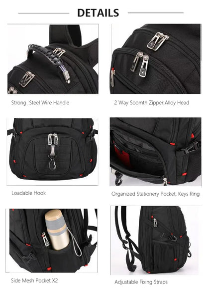 Swiss Multifunctional 17 Inch Laptop Backpack – Durable Travel Bag with USB Charging Port, Water-Resistant College Bookbag
