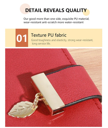 Women’s Long PU Leather Wallet – Gold Hollow Leaf Design Clutch Purse with Coin Pocket & Card Holders