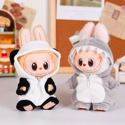 13cm Labubu Doll Clothes — 6-Piece Dinosaur Animal Outfit with Hat