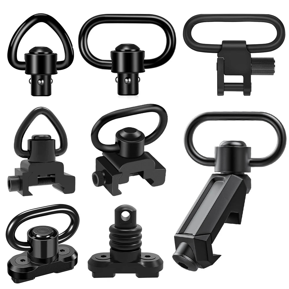 2PCS Tactical QD Sling Swivel Mount – 360° Quick Release Adapter for Rifle, Gun Sling Buckle Attachment Accessory