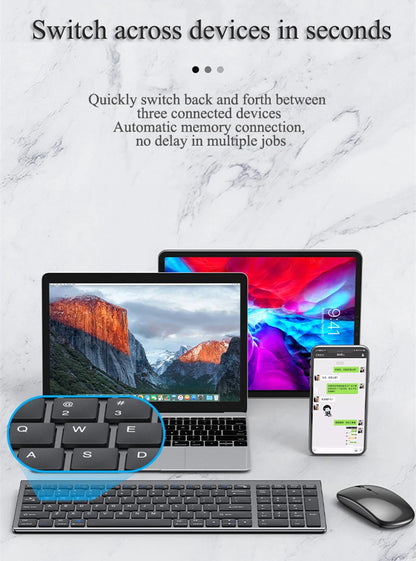 Bluetooth 5.0 & 2.4G Wireless Keyboard and Mouse Combo – Mini Multimedia Set for Laptop, PC, TV, iPad, MacBook, Android
