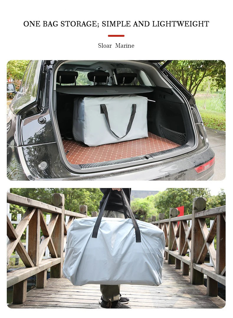 Solarmarine PVC Inflatable Belly Boat – River Fishing Kayak, Fishing Boat with Outboard Engine Installation Option