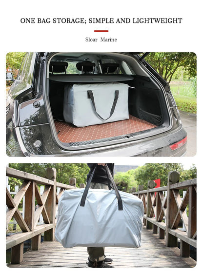 Solarmarine PVC Inflatable Belly Boat – River Fishing Kayak, Fishing Boat with Outboard Engine Installation Option