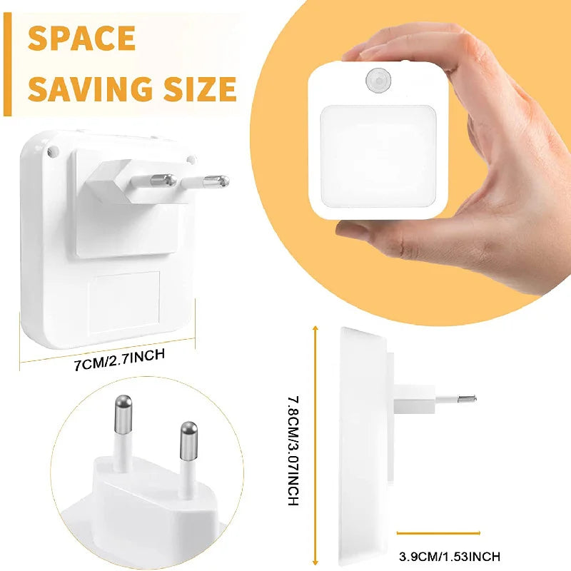 Night Light with Motion Sensor & LED | EU Plug Wireless Lamp | Children's Bedside Table Light | Bedroom Night Lamp