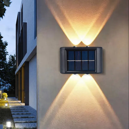 Solar Powered Waterproof Wall Light: 4 LED Beads Up and Down Light for Courtyard, Garden, Carport