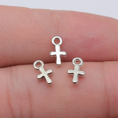 40Pcs Alloy Cross Charms - 10x6mm DIY Jewelry Pendants for Bracelets, Necklaces & Crafts