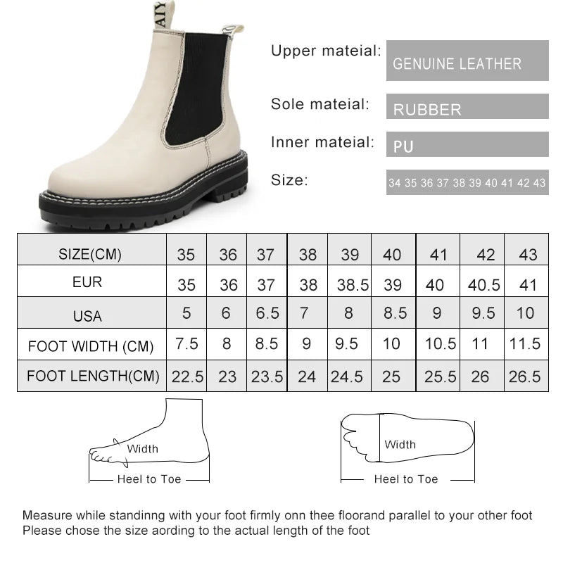 Women’s 2025 Genuine Leather Chelsea Boots – Thick-Soled Autumn Winter Ankle Short Boots