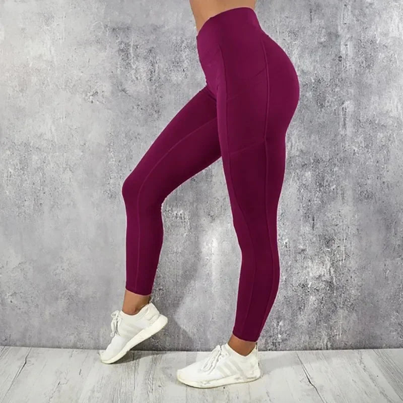 Yoga Fitness Women’s Leggings – High Waist, Butt-Lifting Tights with Pocket, Stretchy Gym Workout & Running Skinny Pants