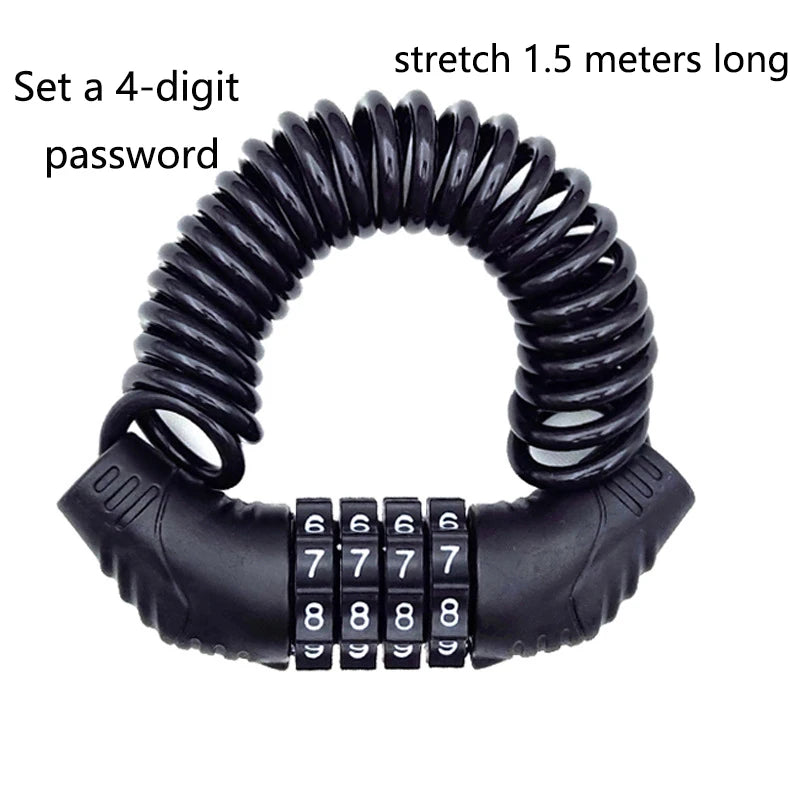 Universal Motorcycle & Bicycle Security Lock – Portable Helmet Password Wire Anti-Theft MTB & Road Bike Lock