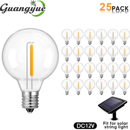 DC 12V E12 LED Globe Bulb 1W – Warm White G40 Low Voltage Solar String Light Replacement Bulbs for RV & Camping Interior Lighting