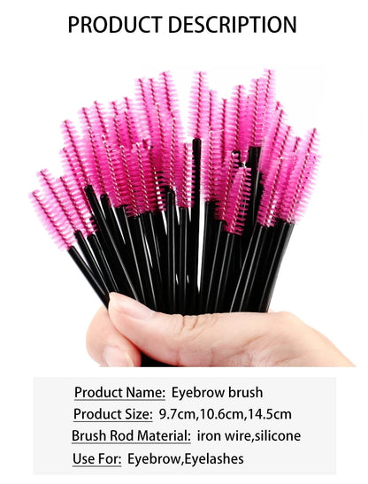 50PCS Reusable Eyelash Brushes – Mascara Wands Spoolers for False Lashes & Eyelash Extensions