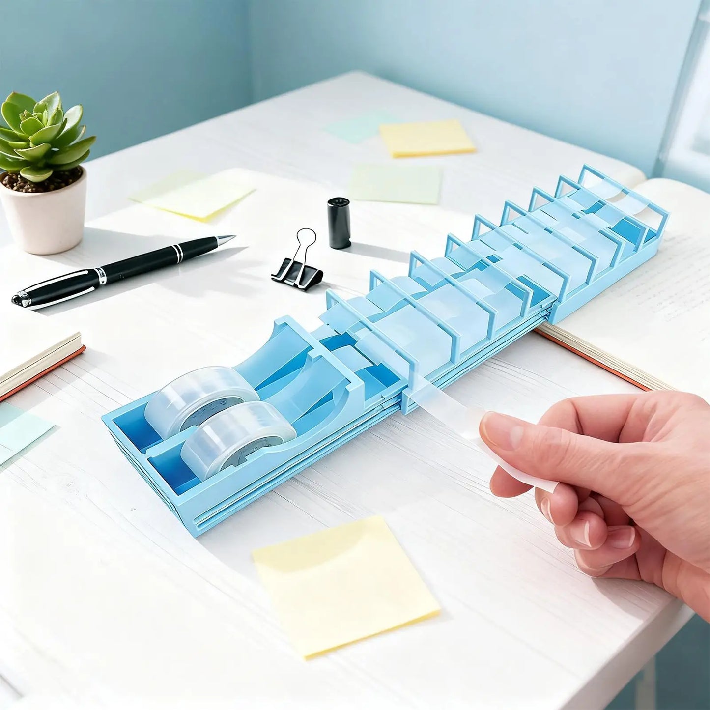 Extendable Tape Dispenser & Cutter — Portable Desktop Tool for Wrapping, Mending & Labeling, Home & Office Organizer