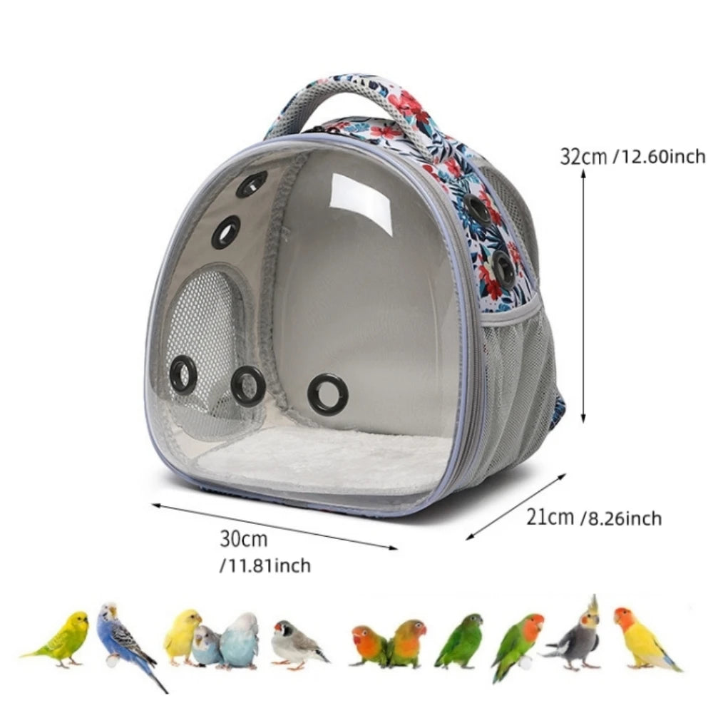 Bird Carrier Travel Backpack - Portable Acrylic Bubble Cage for Parrots and Small Birds, Outdoor Hiking & Travel Pet Bag