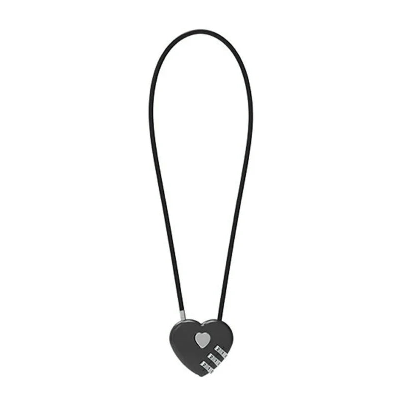 Love-Shaped Heart Code Padlock – Wedding Gift with Password Lock, Long Wire Rope for Trolley Case & Security