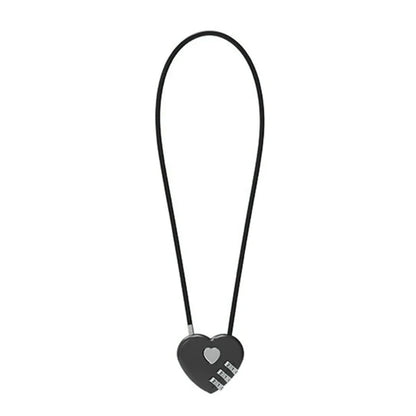 Love-Shaped Heart Code Padlock – Wedding Gift with Password Lock, Long Wire Rope for Trolley Case & Security