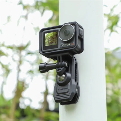 Magnetic 360° Rotary Action Camera Mount Clip – Hat, Belt & Backpack Clamp Holder for DJI Osmo Action 6/5 Pro/4, GoPro 13/12/11/10/9 Accessories