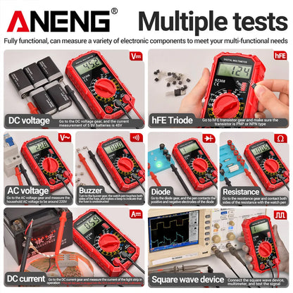 ANENG SZ308 1999-Count Multimeter — HFE Triode Tester, Square Wave Voltmeter & 10A Current Meter