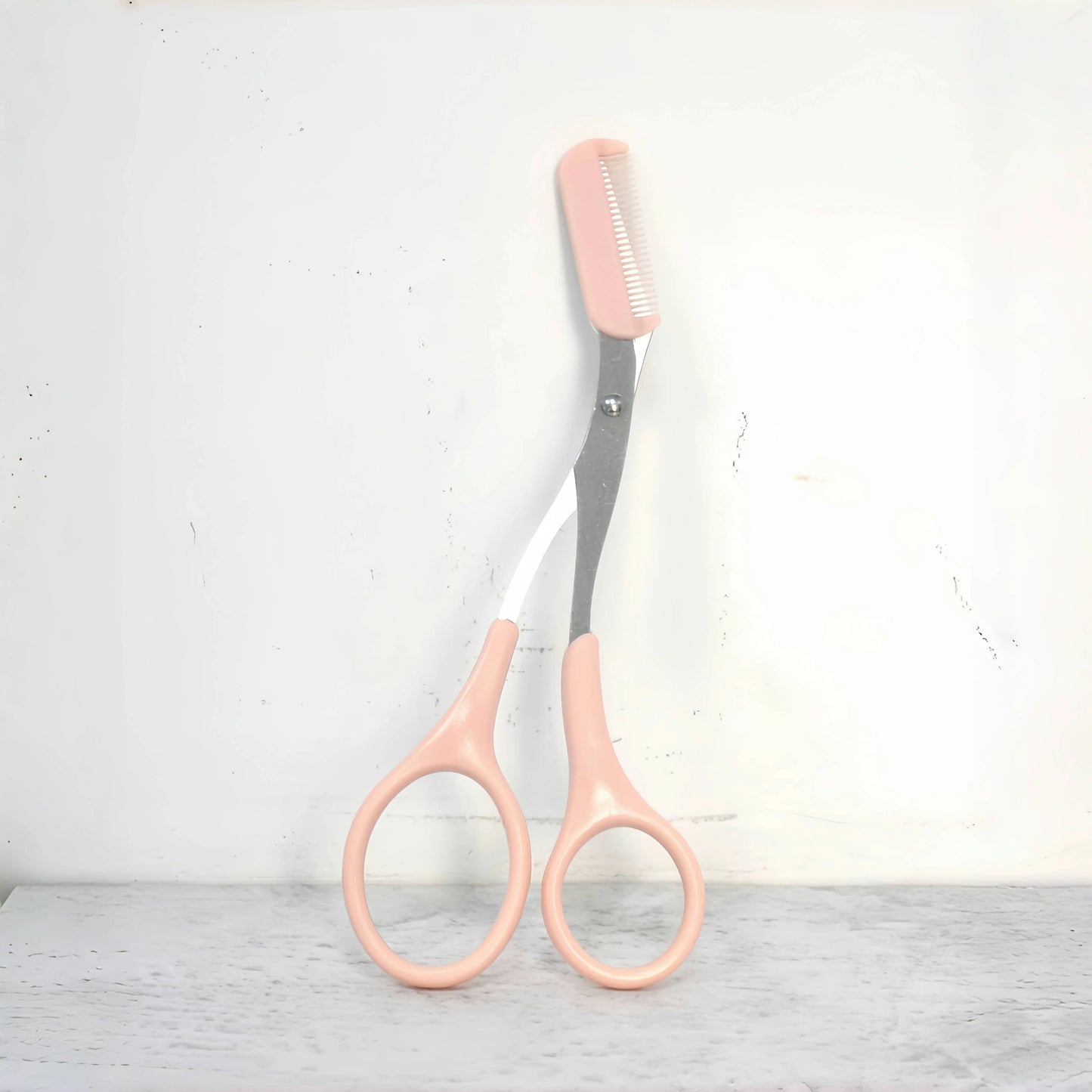 Pink Eyebrow Trimming Scissors with Comb – Stainless Steel Precision Grooming Tool
