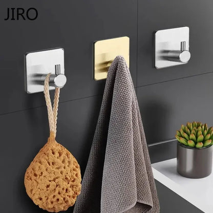 Strong Adhesive Wall Hooks – Black Coat, Robe, and Towel Hangers for Bathroom, Kitchen, and Home Organization