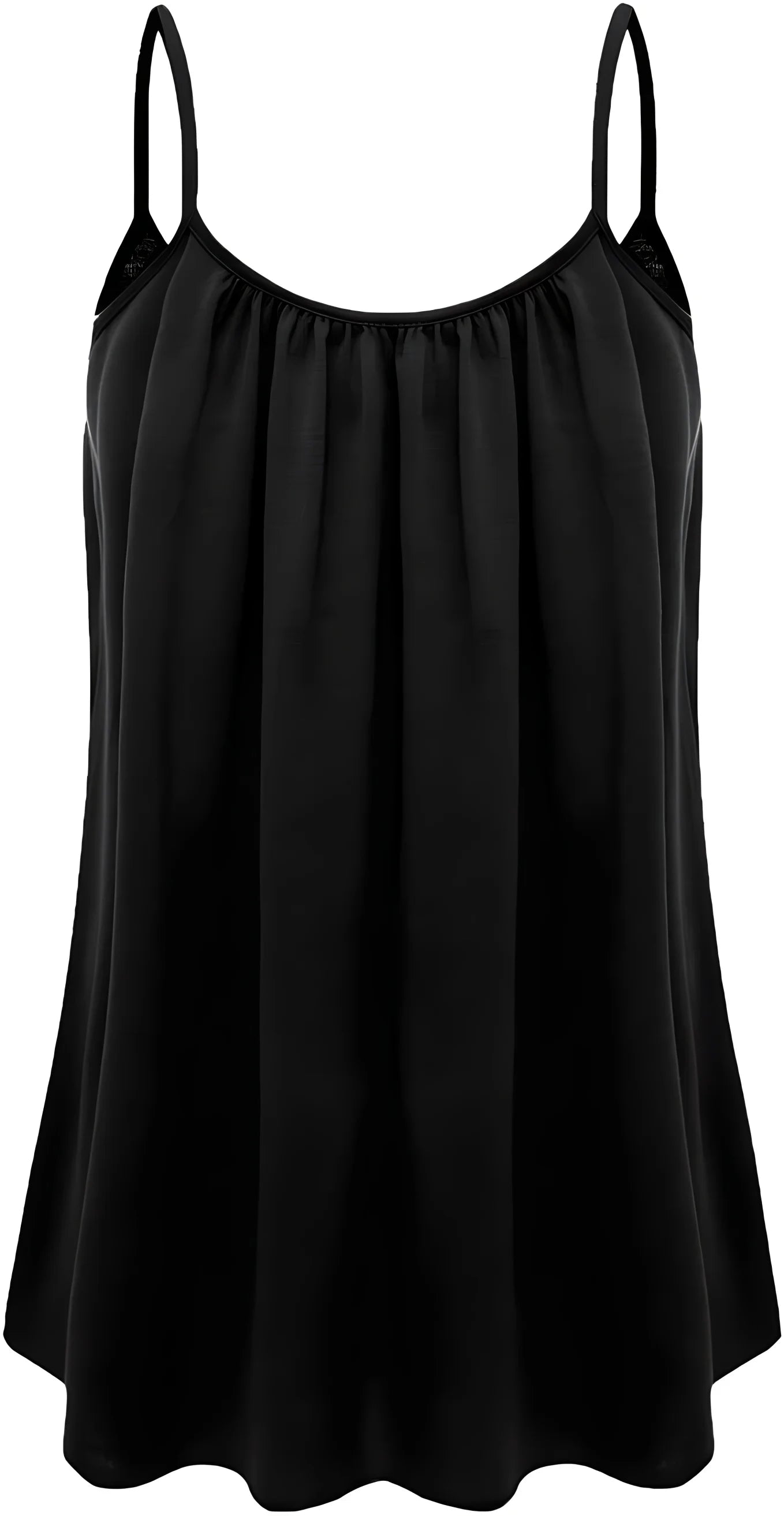 Plus Size Ruched Cami Vest Top - Soft Stretch Sleeveless Crew Neck Polyester Shirt with Comfortable Everyday Fit