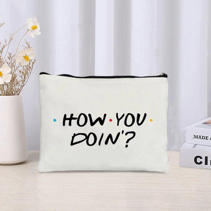 TV Show Friends Makeup Bag for Women - Travel Cosmetic Organizer, Eco-Friendly Canvas Pouch, Kawaii Purse and Pencil Case
