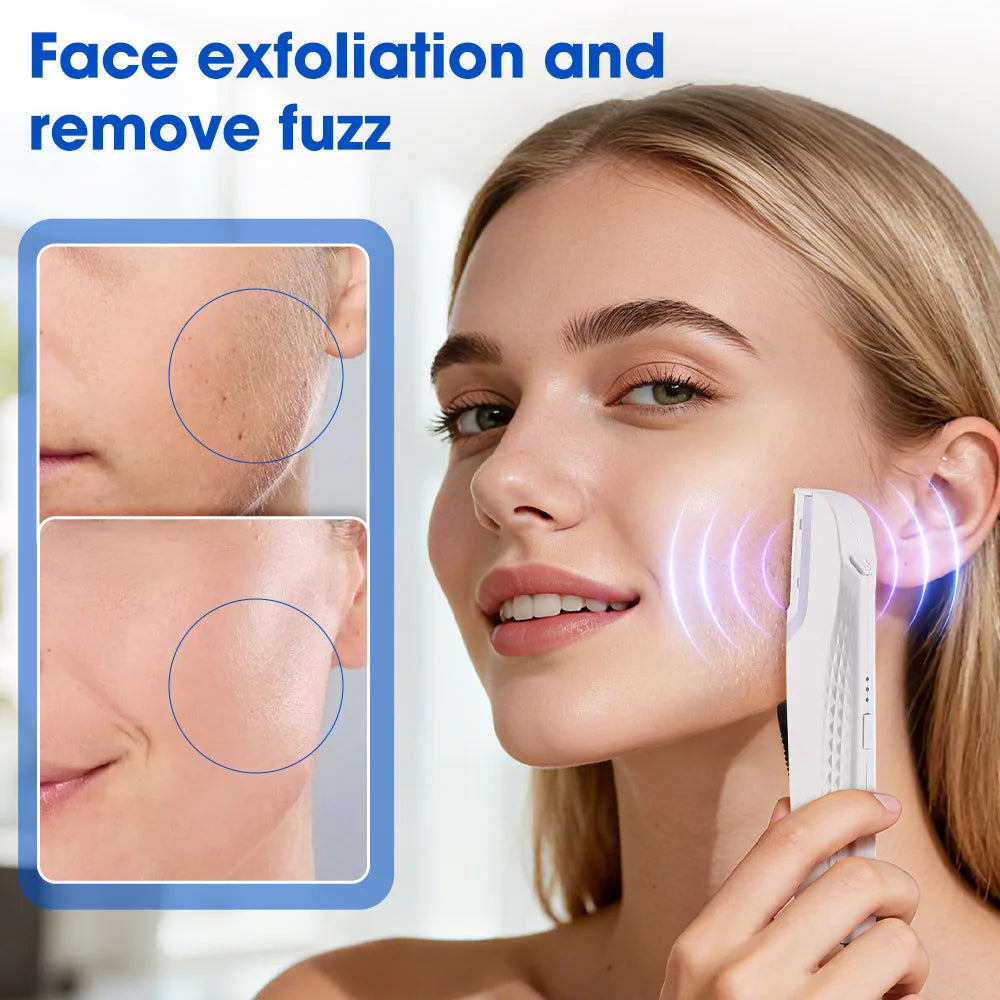 Women’s Sonic Rechargeable Dermaplane Razor with Light – Facial Hair & Peach Fuzz Removal Tool with 6 Blades for Skin Exfoliation & Smooth Skin Care