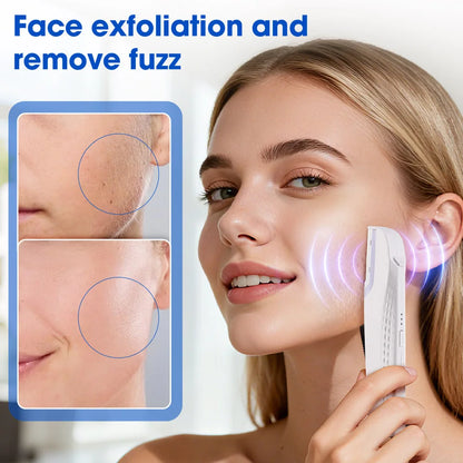 Women’s Sonic Rechargeable Dermaplane Razor with Light – Facial Hair & Peach Fuzz Removal Tool with 6 Blades for Skin Exfoliation & Smooth Skin Care