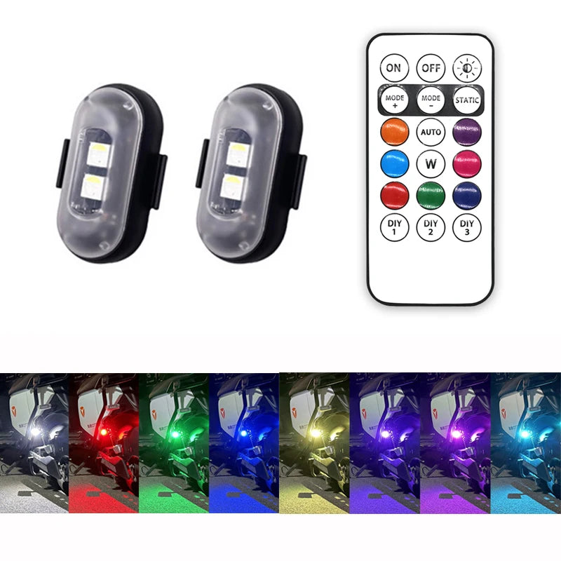 Wireless Remote Control Car LED Lights – Multi-Mode Warning & Decorative Lights for Cars & Motorcycles, 2/4/6 Pack