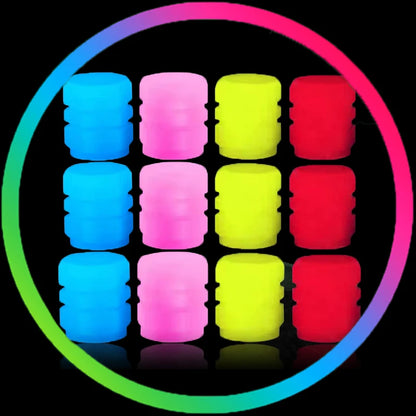 Luminous Valve Caps – Fluorescent Night Glow Tire Caps for Car, Motorcycle & Bicycle (4PCS)