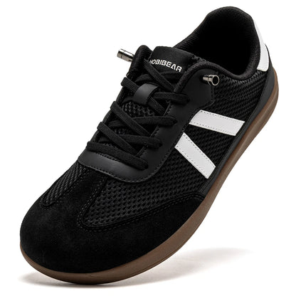 HOBIBEAR Unisex Wide-Width Mesh Sneakers - Adjustable Slip-On Retro Walking Shoes for Men and Women