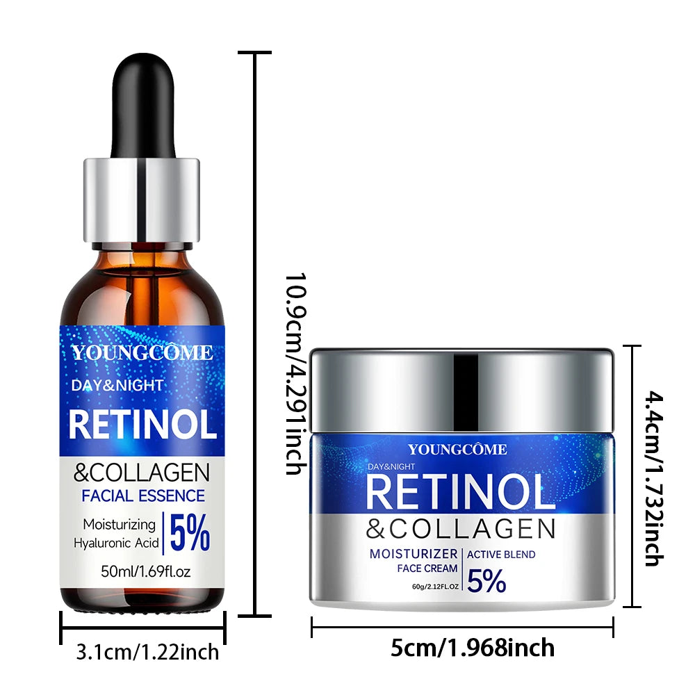 Retinol Cream & Serum Combo Set – Moisturizing, Skin Repair & Wrinkle Smoothing for Youthful, Elastic Skin