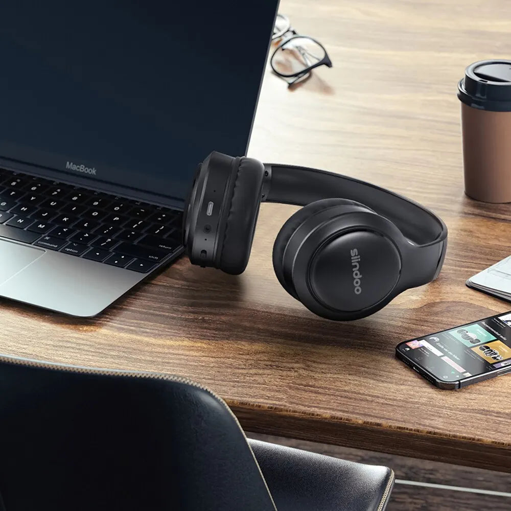 Siindoo JH919 Wireless Bluetooth Headphones - Foldable Stereo Earphones, Super Bass, Noise Reduction Mic for Laptop, PC, TV