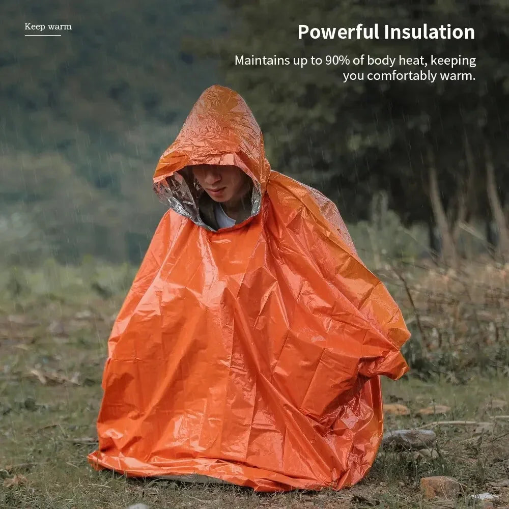 Outdoor Multifunction Raincoat - Waterproof Camping Raincoat & Reflective Emergency Survival Gear