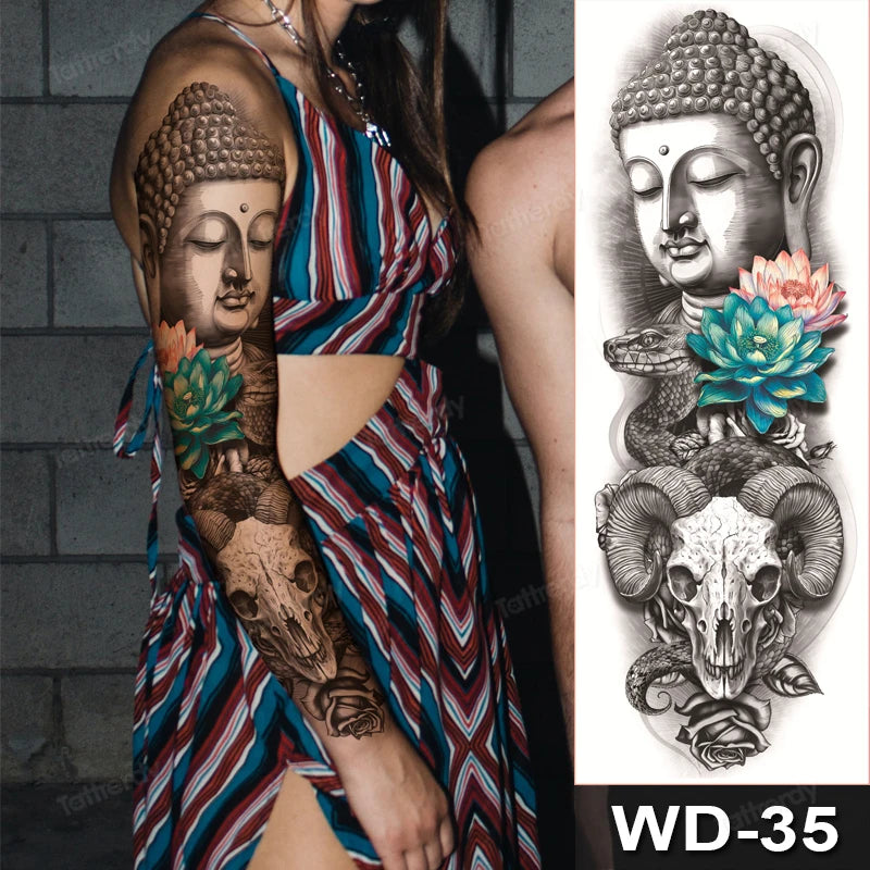 Large Temporary Leg Tattoos for Women - Sexy Animal & Anime Skull Water Transfer Body Art Stickers