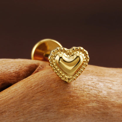 Right Grand ASTM F136 Titanium 16G Heart Labret Stud Earring – Lip, Monroe, Helix, Tragus & Conch Cartilage Piercing Body Jewelry