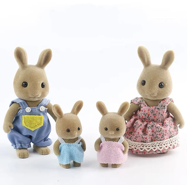 Simulation Forest Rabbit Family Playset – Mini DIY Rabbit & Bear Figure Toys for Kids Gifts