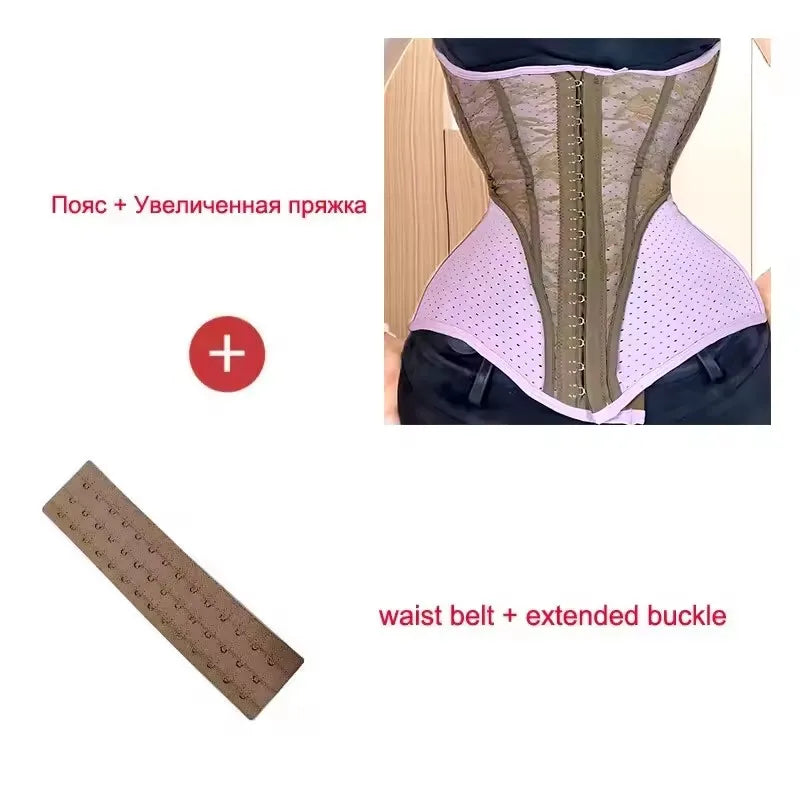 5XS-4XS Latex Rubber Waist Trainer – High Compression 25 Steel Bone Corset Shapewear, Belly Body Shaper Fajas Colombian Girdle Belt