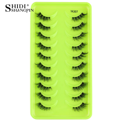 SHIDISHANGPIN 5/10 Pairs Cat Eye False Lashes – 3D Mink Half Lashes, Eyelash Extensions for Natural Makeup, Faux Cils Maquiagem