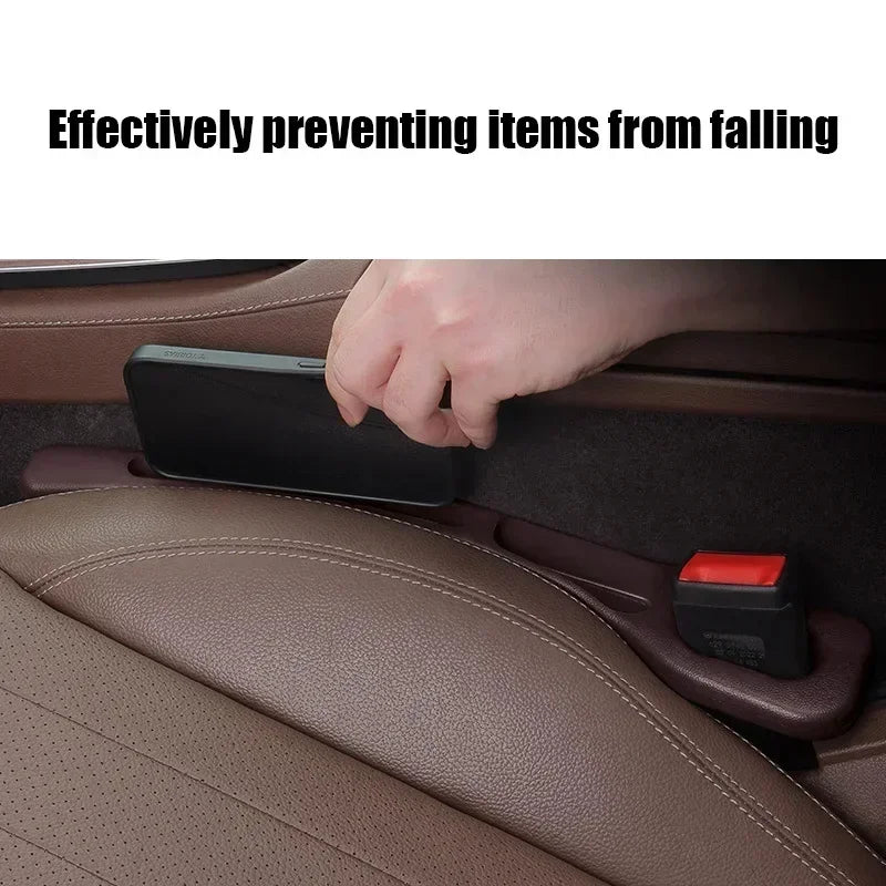 2PCS Universal Car Seat Gap Filler Organizer - PU Leather Waterproof Anti-Drop Storage Strip