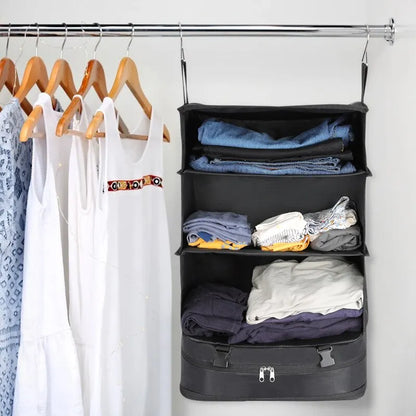 Travel Organizer Hanging Packing Cubes – Housewares Luggage Storage with Shelves and Laundry Compartments for Essentials