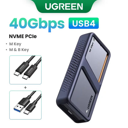 UGREEN M.2 SSD Enclosure – 20Gbps USB 3.2 Gen2 Type-C Adapter for NVMe & SATA SSD (M & B+M Key)
