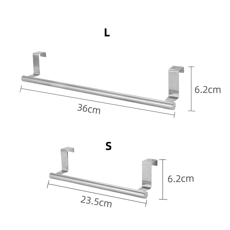 1/2pcs Over-Door Towel Rack – Stainless Steel Hanging Bar for Bathroom & Kitchen Cabinets, White & Black Shelf Hanger
