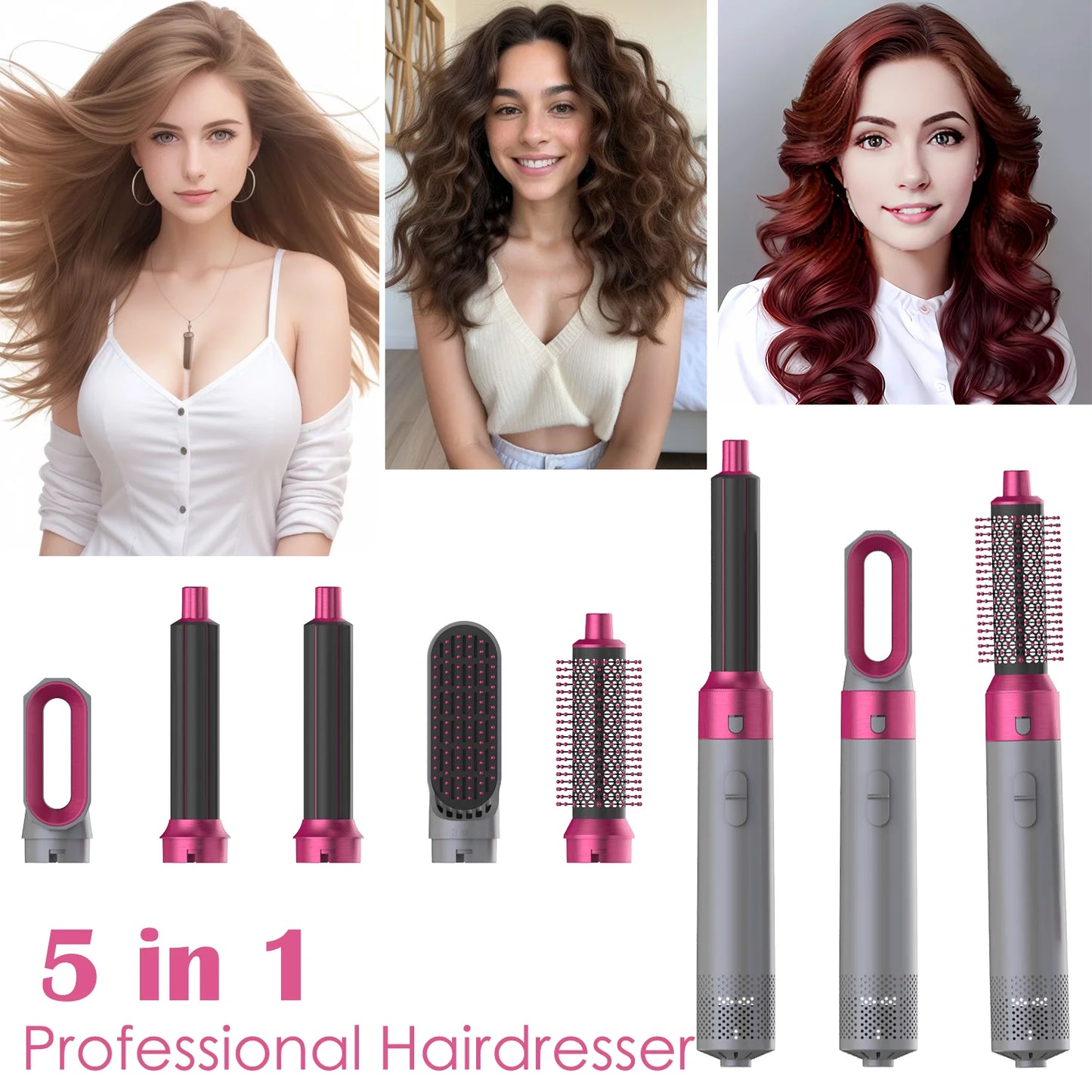 5-in-1 Hair Dryer Multi Styler – Curling Iron, Hair Straightener, Hair Brush & Dryer All-in-One Tool
