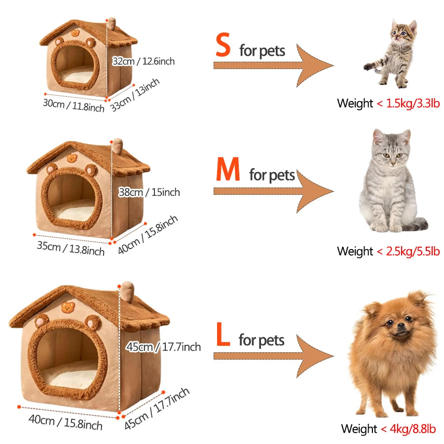 Foldable Pet House – Removable & Washable Cat & Small Dog Cave Sofa Bed for Small to Medium Pets