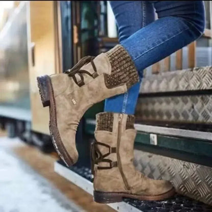 Women’s Winter Mid-Calf Boots – Fashion Snow Shoes, Warm Suede Thigh-High Botas 2023