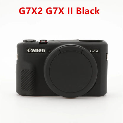 Canon G7X Silicone Camera Case - Soft Rubber Shockproof Body Cover with Lens Cap for G7X Mark II III G7XII G7X2 G7XIII G7X3