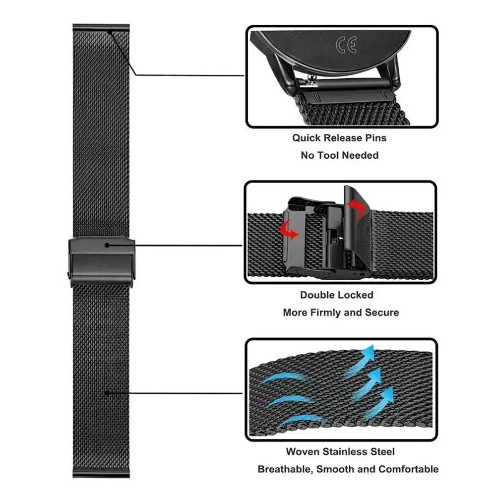 Stainless Steel Replacement Watch Band for NORTH EDGE APACHE-46 Smartwatch – Metal Bracelet Wrist Strap Correa for APACHE 46