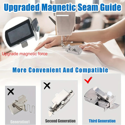 Magnetic Seam Guide - Multifunctional Sewing Ruler for Straight Lines, Hems & Machine Attachments