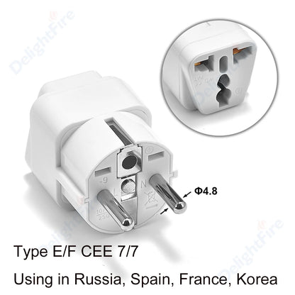 KR Plug Adapter – Multifunction Universal AU, UK, US to EU Type E/F Electrical Socket for France & Spain Travel