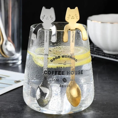 Stainless Steel Coffee Spoon – Cute Cat Shape Teaspoon for Dessert, Snack, Ice Cream, Mini Spoons, Tableware Kitchen Tools